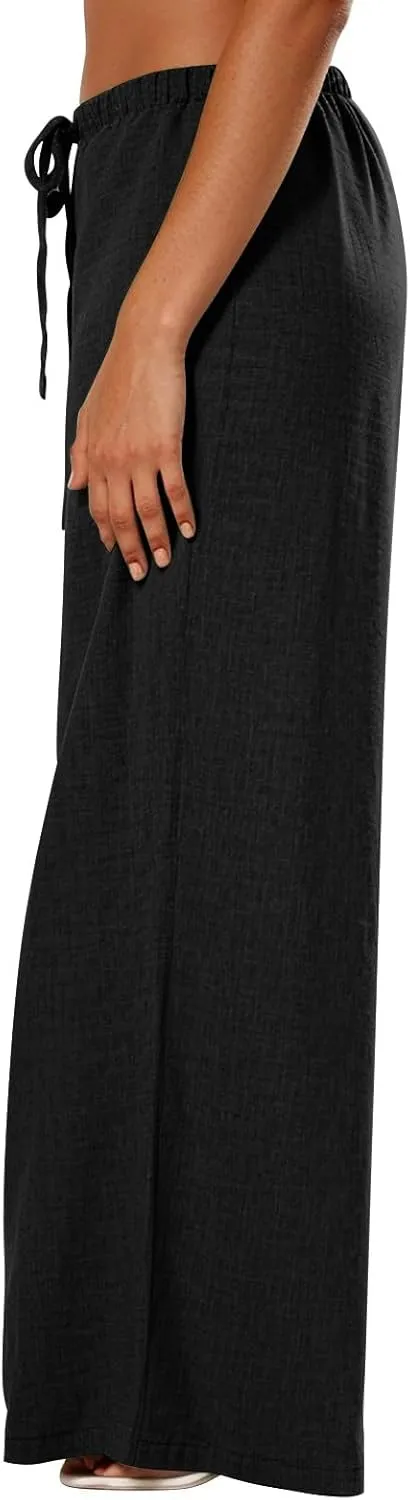 Womens Pants Formal Straight Slacks Wide Leg Baggy Fashion Pants High Waist Casual Trousers with Pockets
