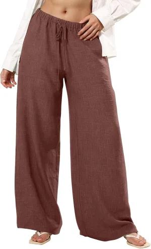 Womens Pants Formal Straight Slacks Wide Leg Baggy Fashion Pants High Waist Casual Trousers with Pockets