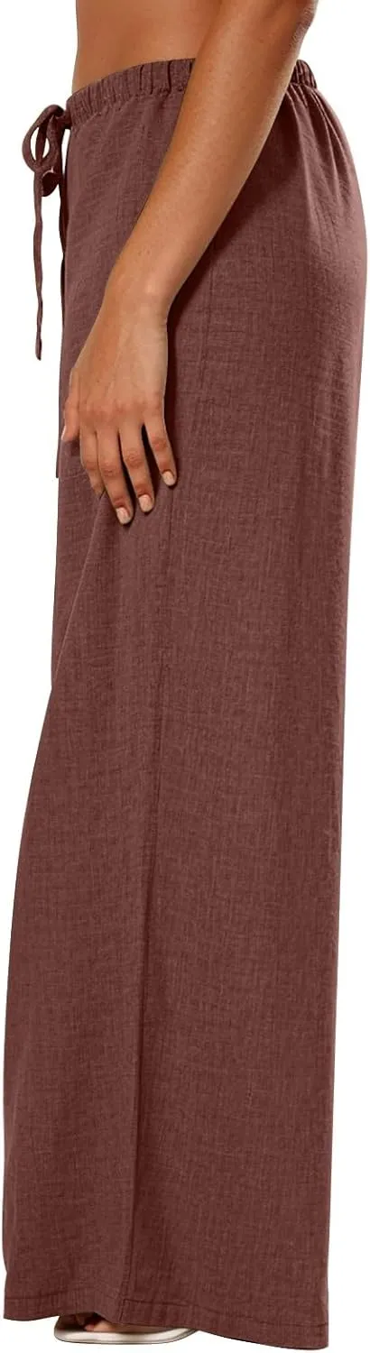 Womens Pants Formal Straight Slacks Wide Leg Baggy Fashion Pants High Waist Casual Trousers with Pockets