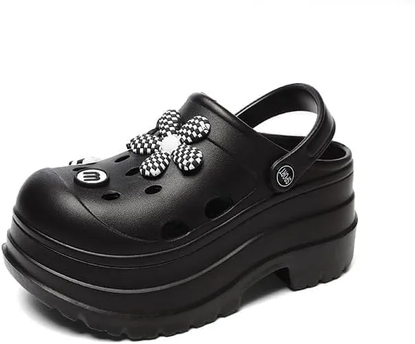 Women's Platform Clogs Slip On Slides Shoes Beach Sandals Gardener Clog Hight Heels Mule Slippers Garden Shoes DIY Cartoon Accessories Sandals