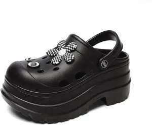 Women's Platform Clogs Slip On Slides Shoes Beach Sandals Gardener Clog Hight Heels Mule Slippers Garden Shoes DIY Cartoon Accessories Sandals