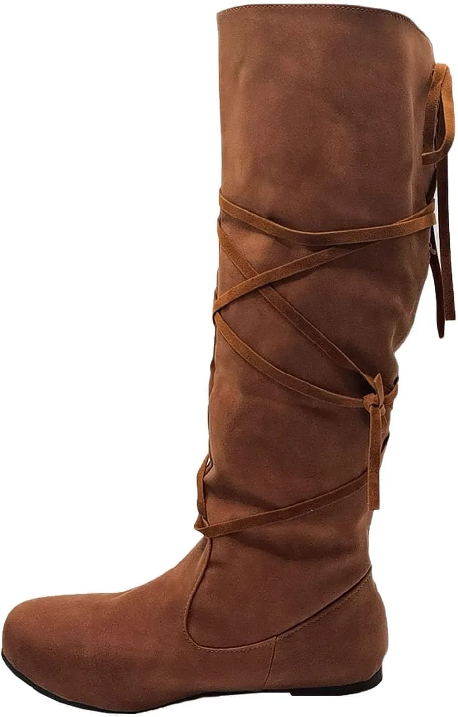 Women‘s Renaissance Boots Medieval Cosplay Halloween Vintage Stage Pirate Viking Tied Boots Shoes