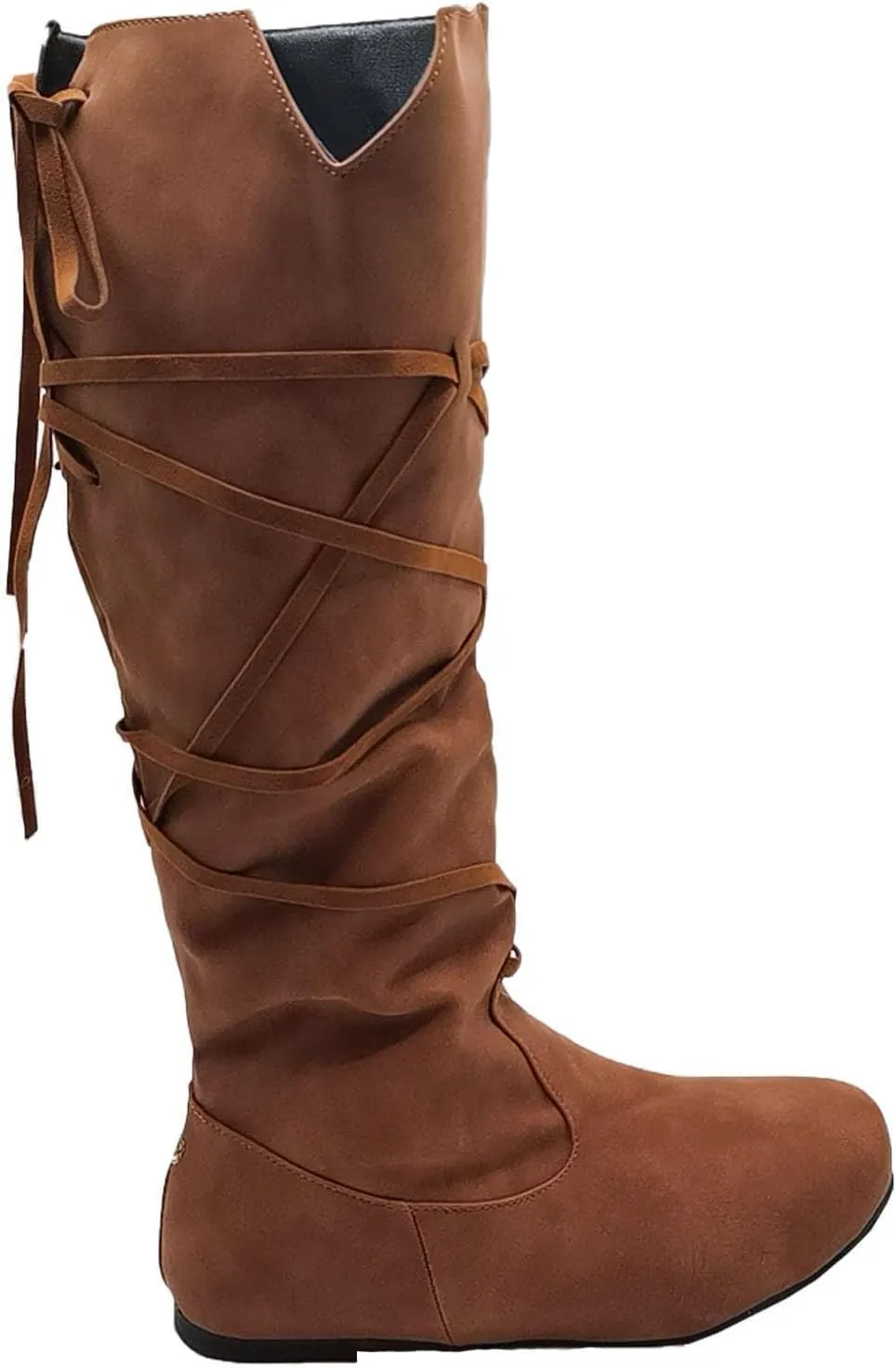 Women‘s Renaissance Boots Medieval Cosplay Halloween Vintage Stage Pirate Viking Tied Boots Shoes