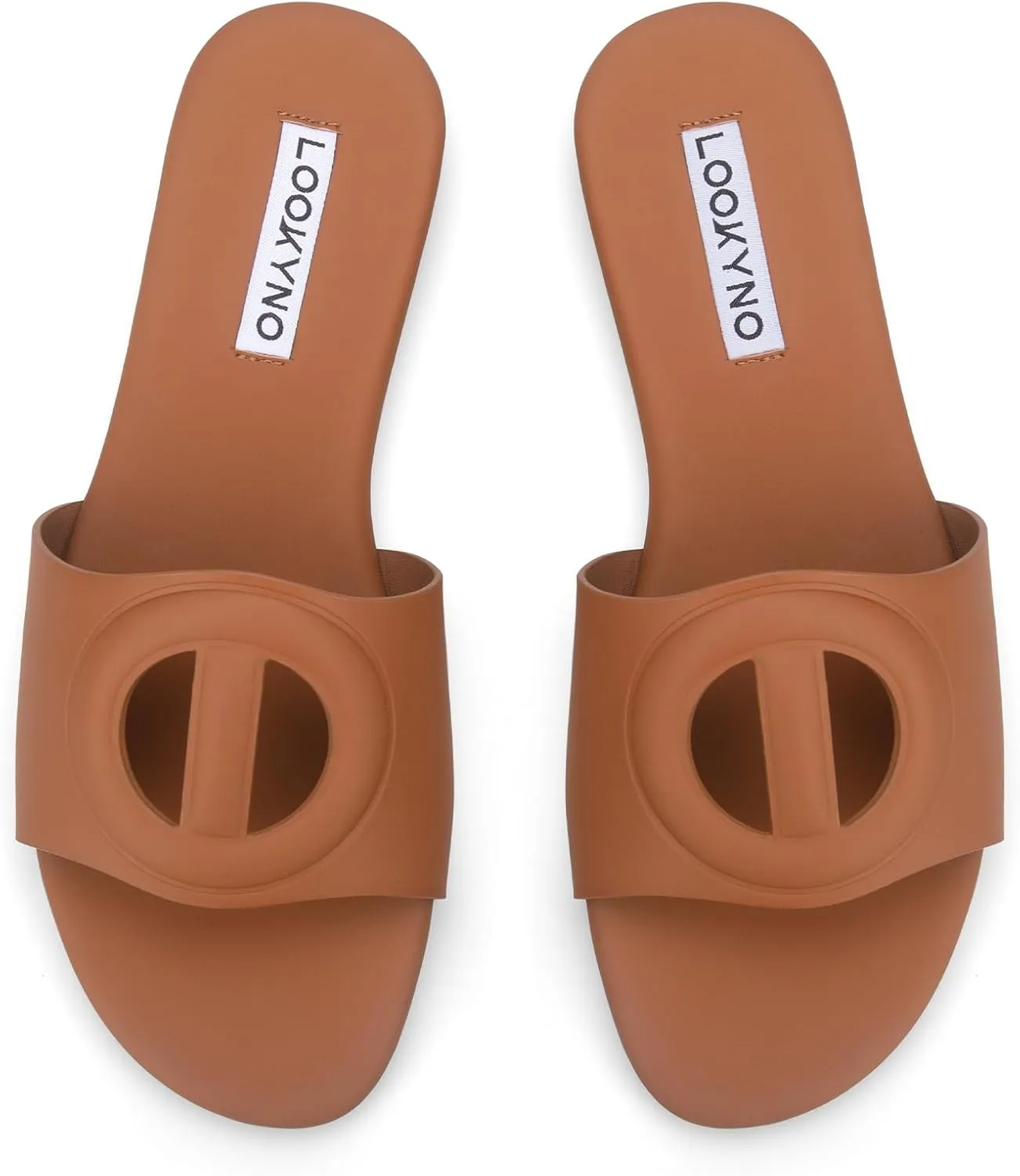 Womens Sandals Dressy Summer Flat Sandals 2025 Open Toe Slippers Slip On Slides with Semicircle Cutouts