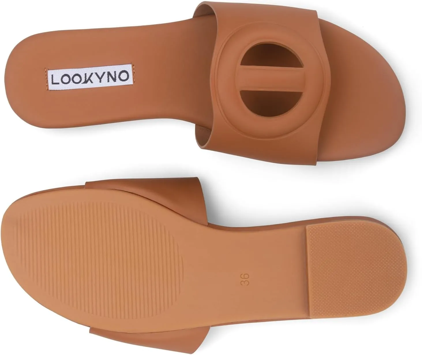 Womens Sandals Dressy Summer Flat Sandals 2025 Open Toe Slippers Slip On Slides with Semicircle Cutouts