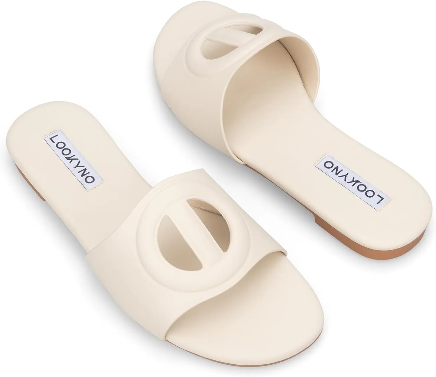 Womens Sandals Dressy Summer Flat Sandals 2025 Open Toe Slippers Slip On Slides with Semicircle Cutouts