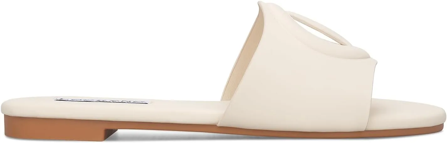 Womens Sandals Dressy Summer Flat Sandals 2025 Open Toe Slippers Slip On Slides with Semicircle Cutouts