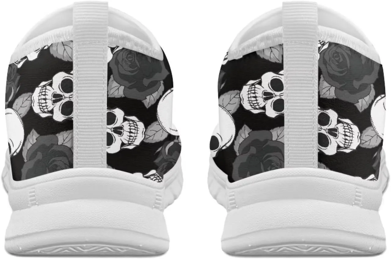 Women's Skull Sneaker Casual Low Top Running Sneaker Outdoor Breathable Slip On Lightweight Soft Shoes for Women