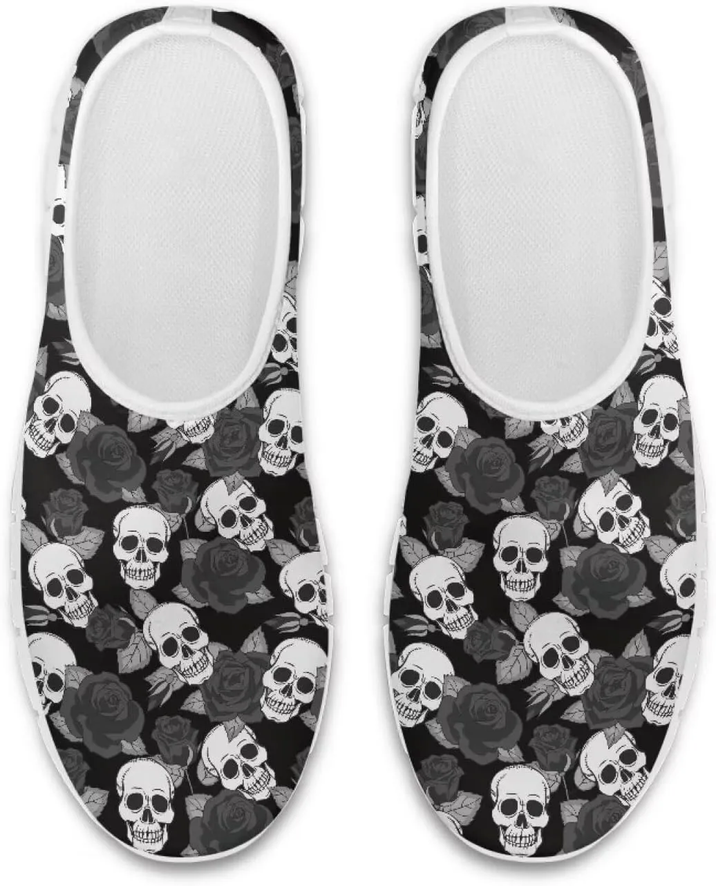 Women's Skull Sneaker Casual Low Top Running Sneaker Outdoor Breathable Slip On Lightweight Soft Shoes for Women