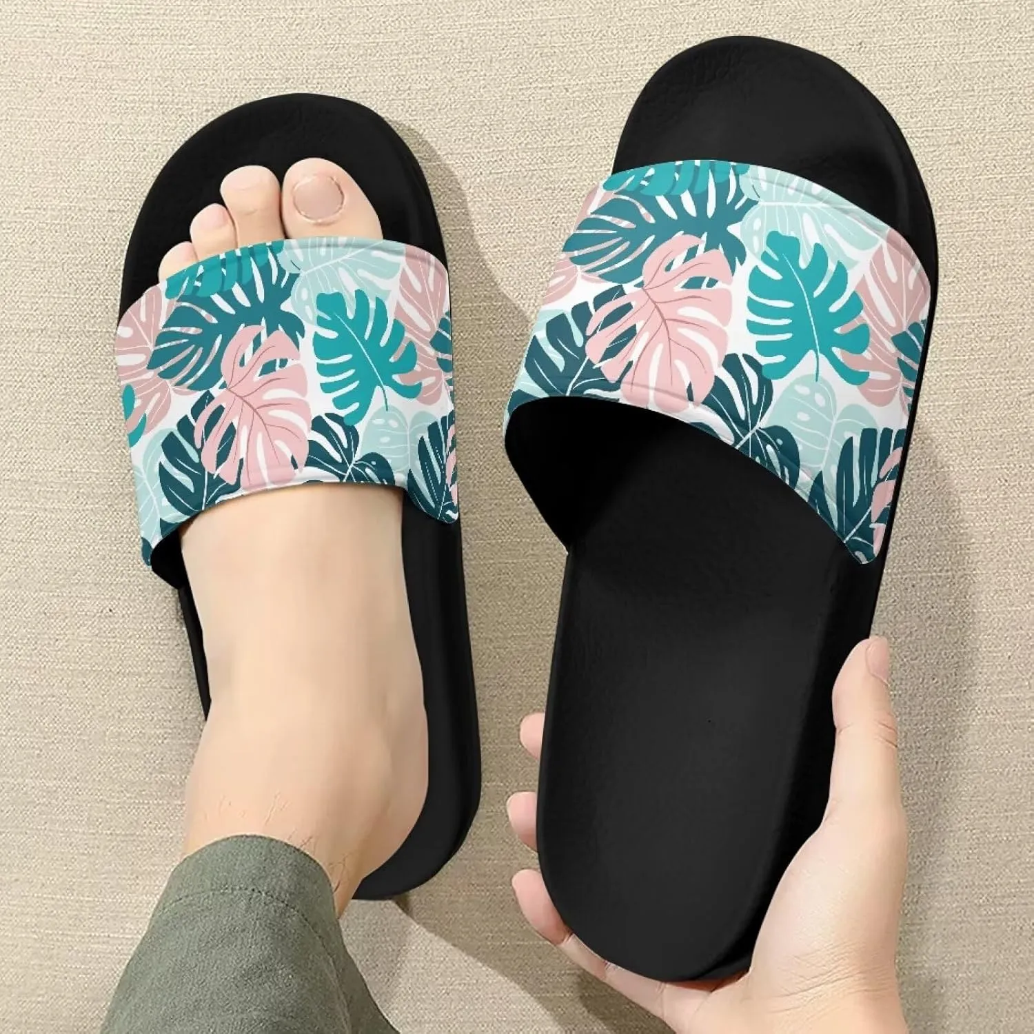 Womens Slide Sandals Non-Slip Soft House Slippers Shower Shoes Indoor Slides Bathroom Sandals
