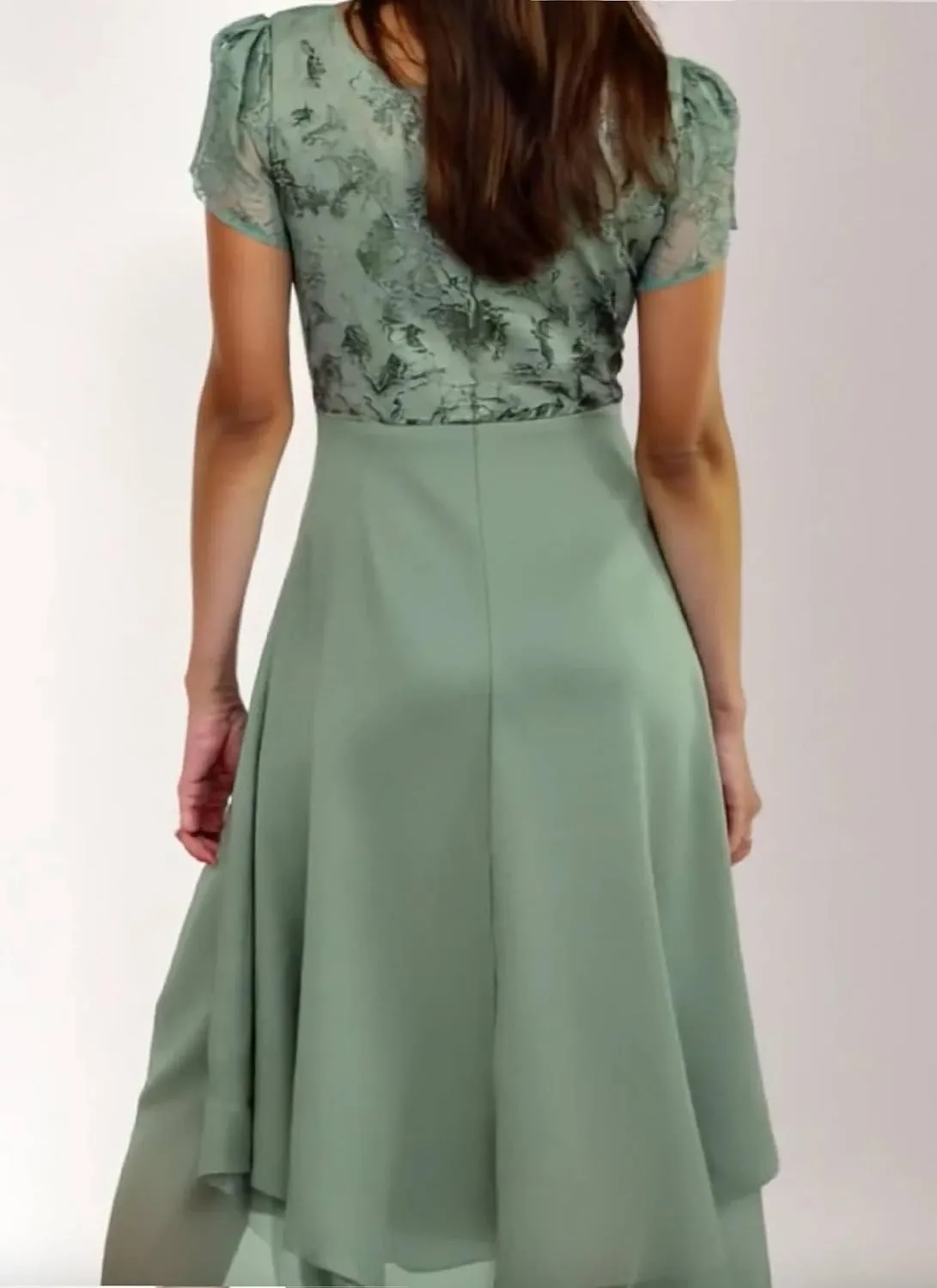 Women's Spring Summer Casual Dress Floral Print Short Sleeve High Low Hem Flowy Midi Garden Party Dresses