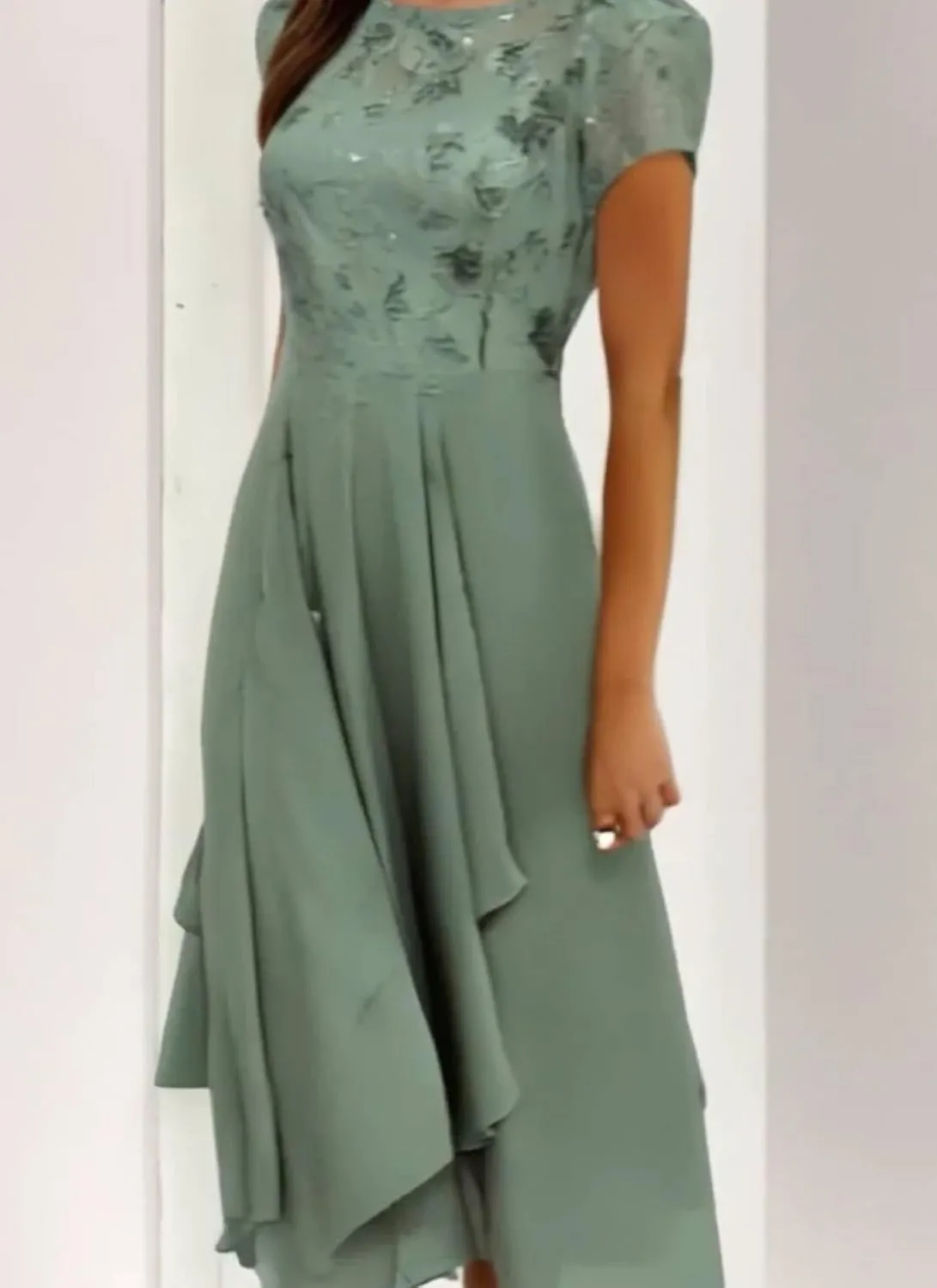 Women's Spring Summer Casual Dress Floral Print Short Sleeve High Low Hem Flowy Midi Garden Party Dresses