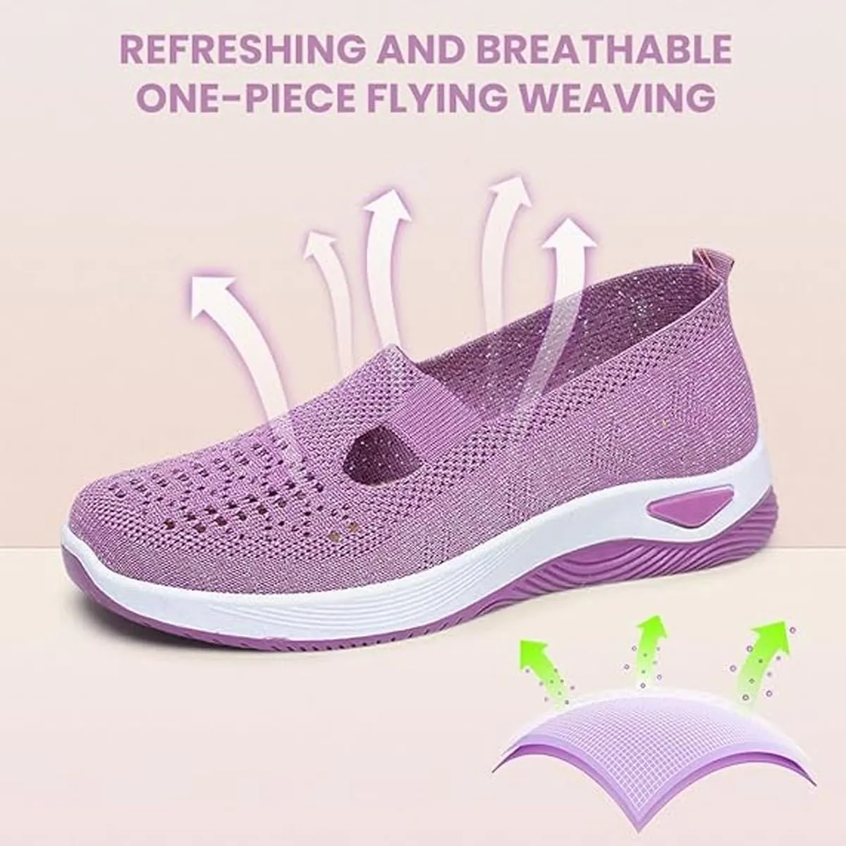 Women's Woven Breathable Soft Sole Shoes,Outdoor Comfort Casual Fashion Slip-On Walking Shoes, Casual Mesh Shoes