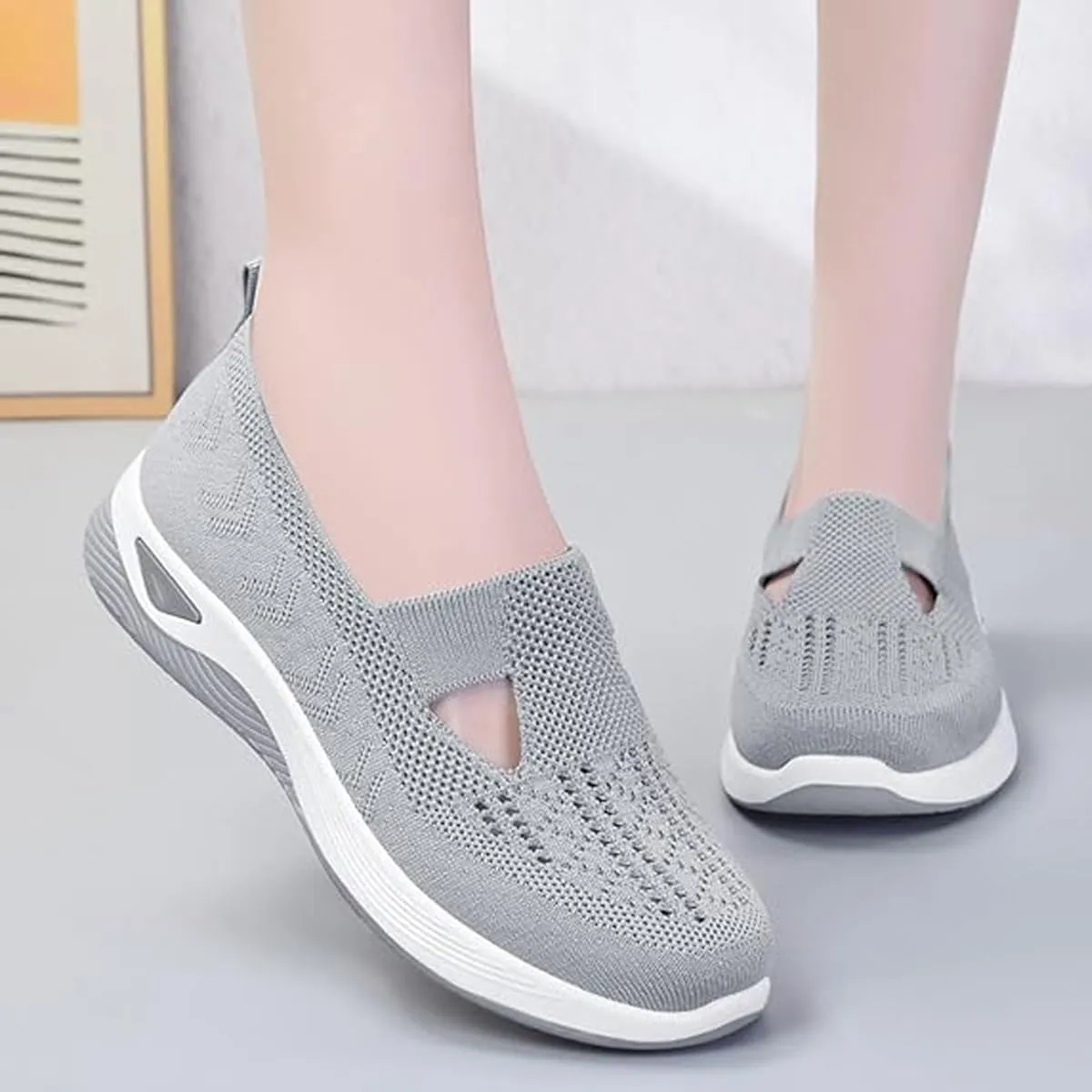 Women's Woven Breathable Soft Sole Shoes,Outdoor Comfort Casual Fashion Slip-On Walking Shoes, Casual Mesh Shoes