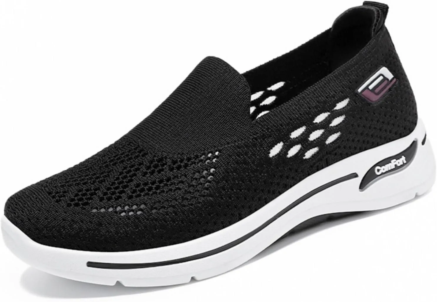 Womens Woven Orthopedic Breathable Soft Shoes Diabetic Foam Slip On Walking Shoes with Arch Support Mesh Anti-Skid Lightweight Sneakers for Women