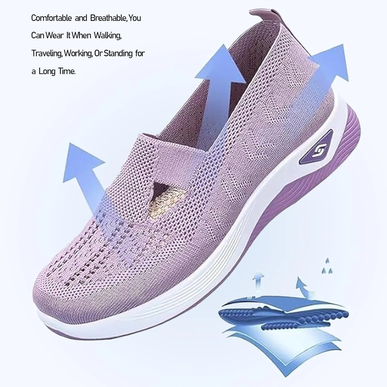Womens Woven Orthopedic Shoes Walking Comfortable Breathable Non Slip Work Soft Shoe on Arch Support Sneakers for Plantar Fasciitis