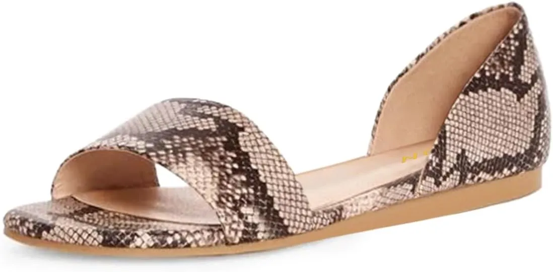 YDN Western Open Toe D'Orsay Casual Flats Sandals Slip on Comfy Walking Shoes Size 4-16 US