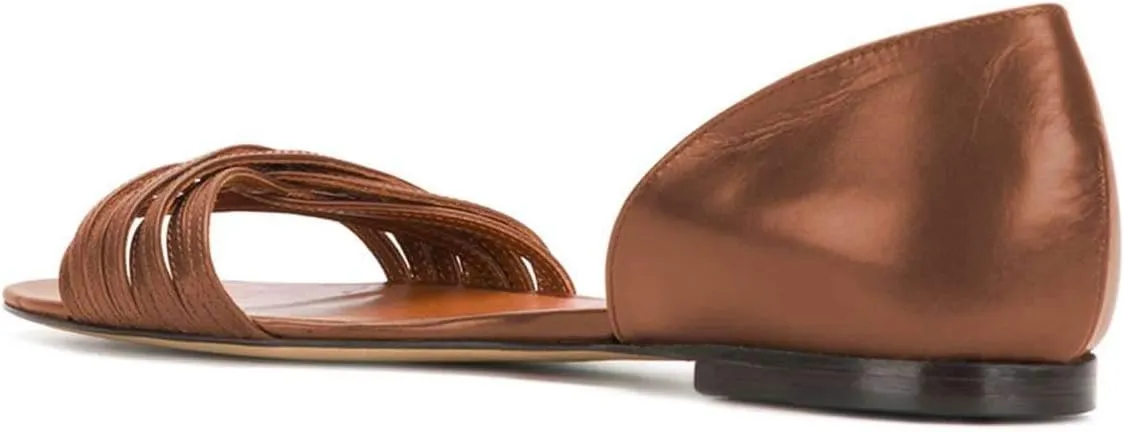 YDN Women Open Toe D'Orsay Ballet Flat Sandals Comfort Slip On Summer Walking Shoe Size 4-15 US