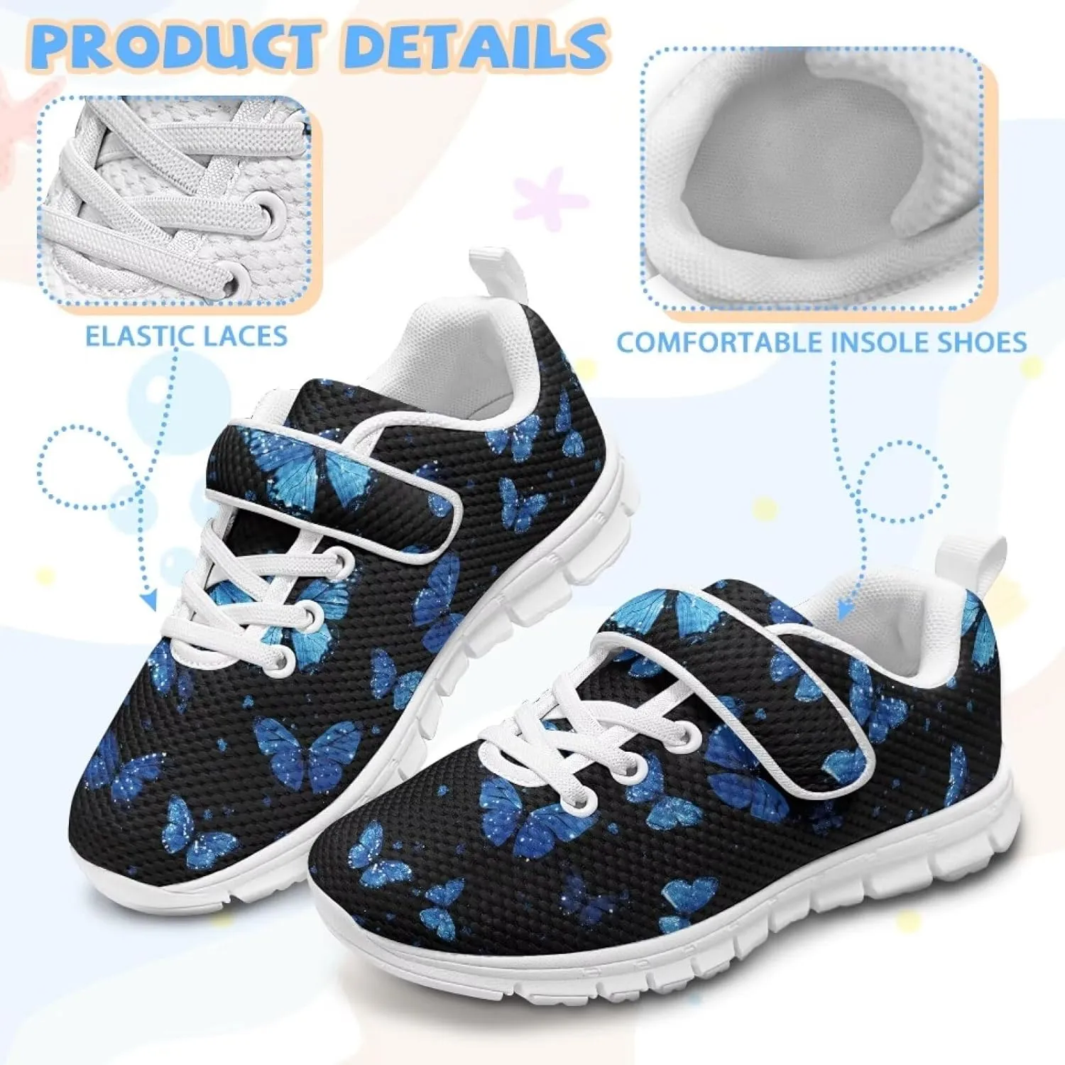 YEXIATODO Boys Girls Sneakers Kids No Tie Shoelaces Shoes Comfort Anti-Slip Walking Shoes for Indoor Outdoor US Size 1-13