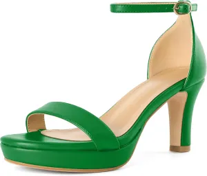 YODEKS Women's Heeled Sandals Platform Sandals Chunky Heels Open Toe Strappy Block Heel with Adjustable Ankle Strap