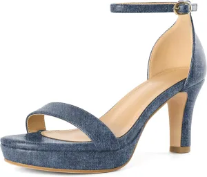 YODEKS Women's Heeled Sandals Platform Sandals Chunky Heels Open Toe Strappy Block Heel with Adjustable Ankle Strap