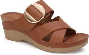 YOKI IRENA Women’s Slides Comfort Wedge Sandals with Crisscross Upper & Buckle, Dressy Sandals Women, Wedge Sandals for Women, Women's Sandals Comfortable, Summer Sandals