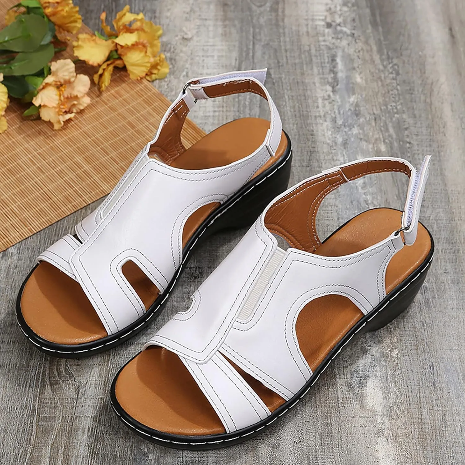 ZBYY Sandals for Women Wide Width,Summer Comfy Platforms Sandals Beach Travel Shoes Casual Gladiator Outdoor Sandals