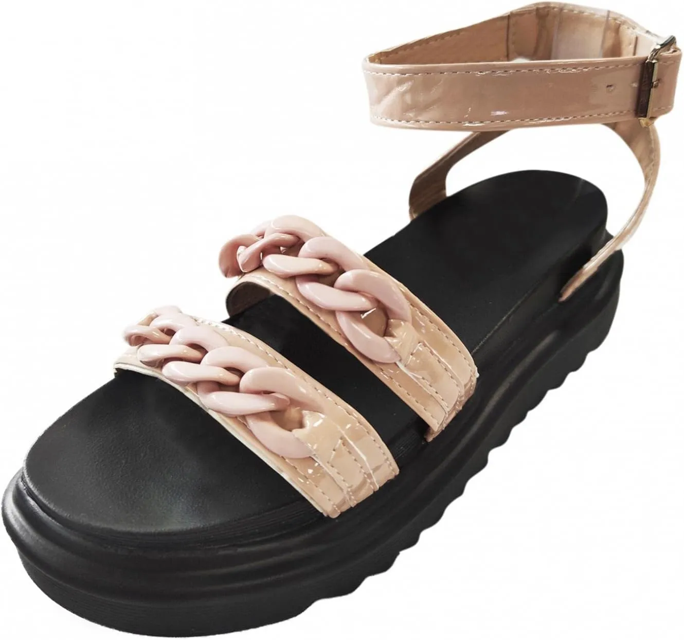ZBYY Women Flat Sandals Summer Chunky Flatform Sandals Dressy Fashion Open Toe Slingback Crisscross Ankle Strap Sandals