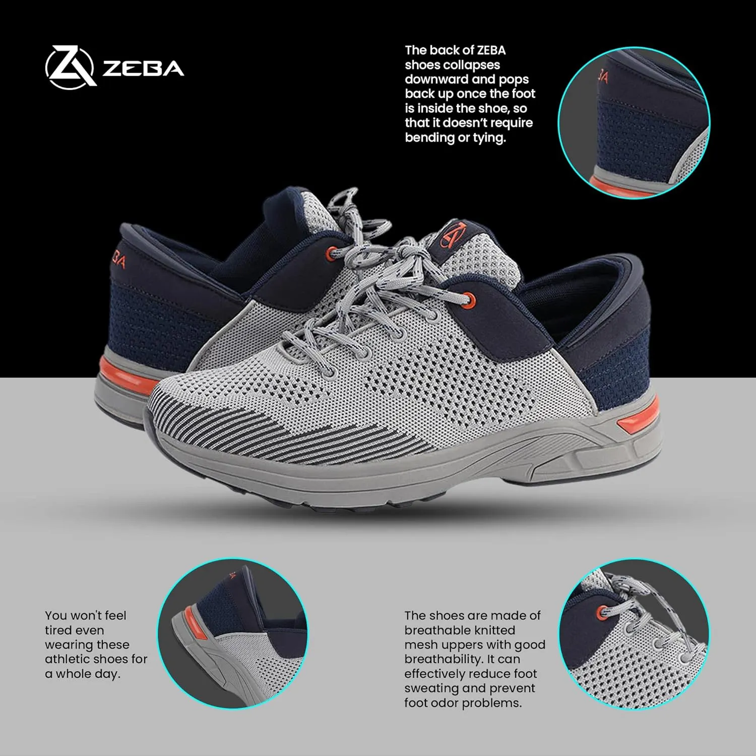 ZEBA Hands Free Slip on Sneakers for Men - Step Up Your Comfort and Style with Perfect Walking Shoes and Fashion Sneakers