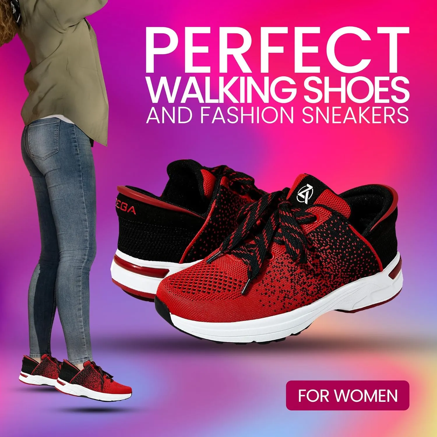 ZEBA Hands Free Slip on Sneakers for Women - Step Up Your Comfort and Style with Perfect Walking Shoes and Fashion Sneakers
