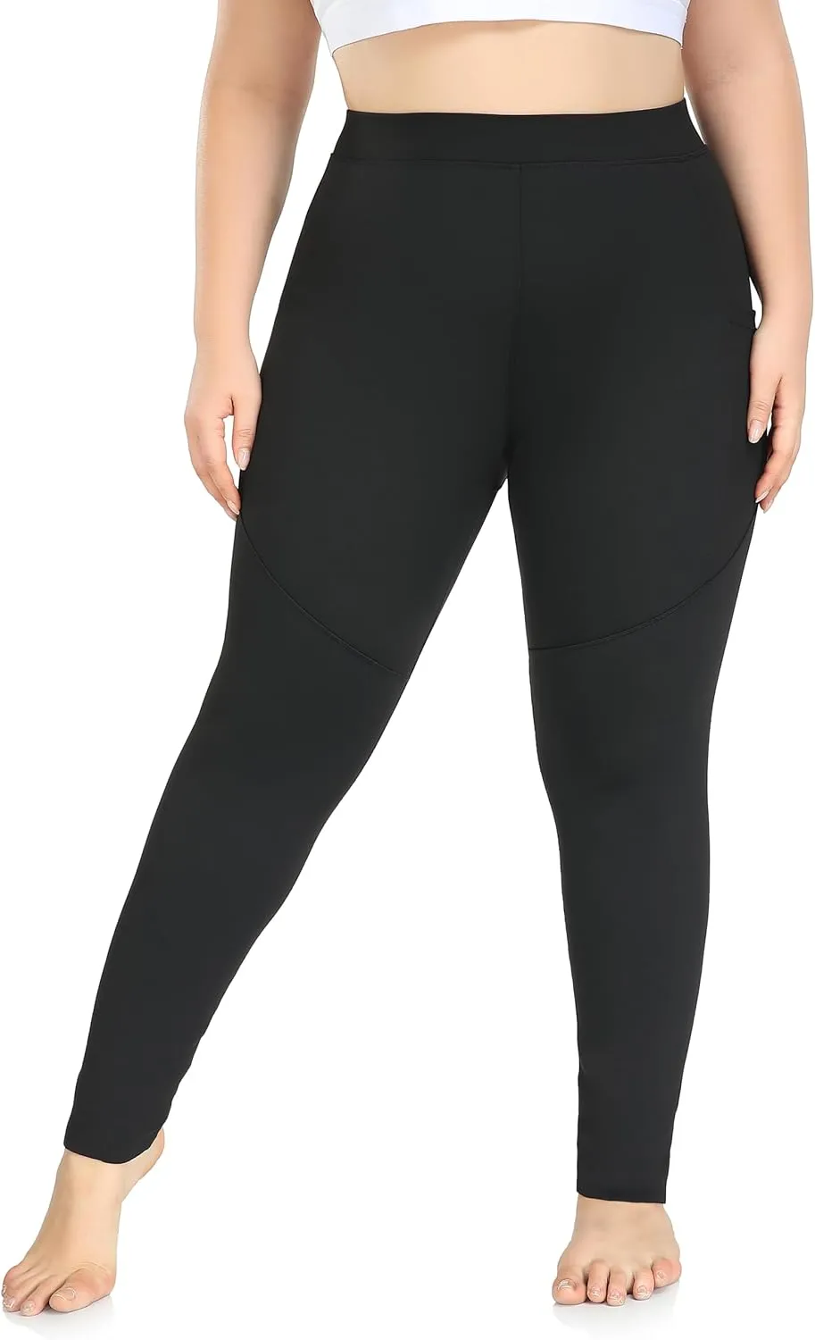 ZERDOCEAN Women's Plus Size Fleece Lined Leggings with Pocket High Waist Winter Thermal Soft Workout Pants
