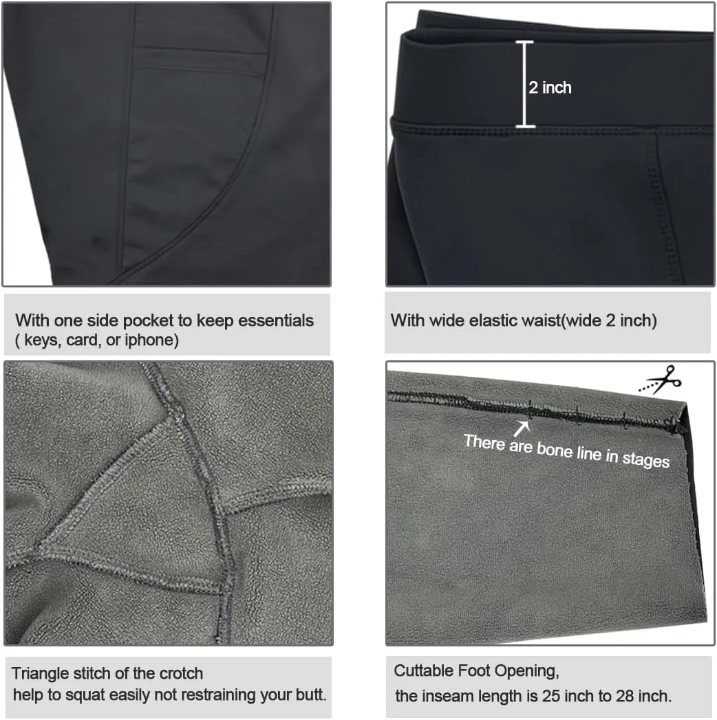 ZERDOCEAN Women's Plus Size Fleece Lined Leggings with Pocket High Waist Winter Thermal Soft Workout Pants