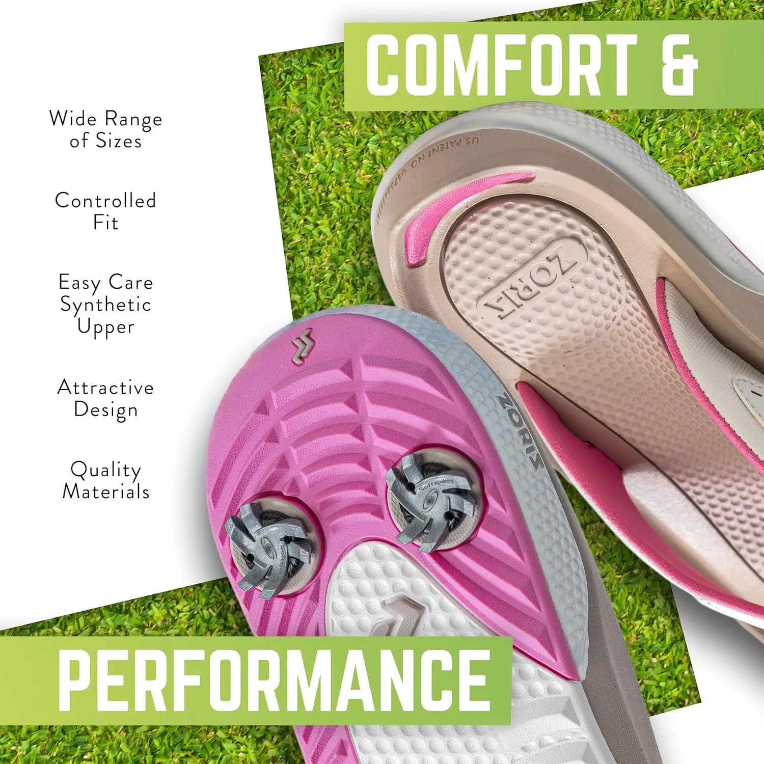 ZORIZ Zoomy Golf Sandals - Unisex Golf Flip Flops With Removable Tornado Golf Cleats - Mens and Womens Sandals for Walking, Beach, or Sports
