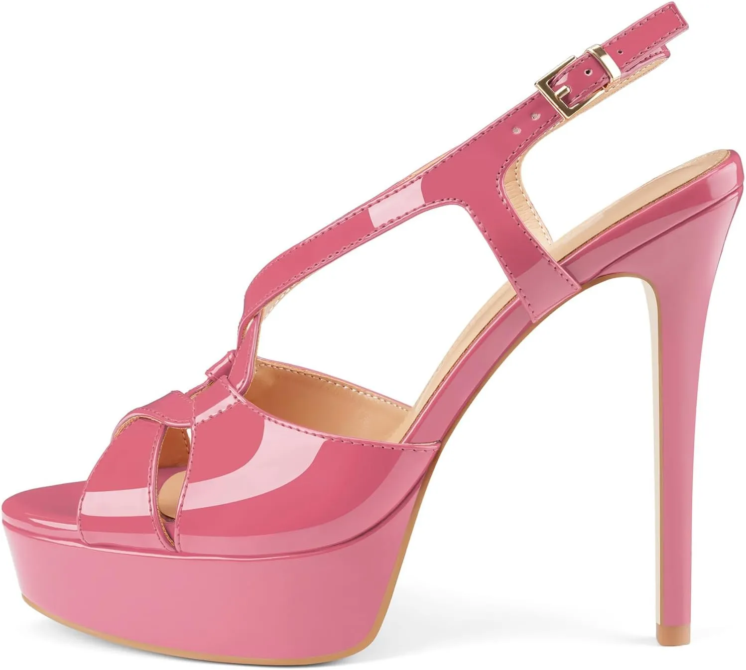 Z.Oufeier Women’s Cross Ankle Strap Slingback Sandals Platform High Stiletto Strappy Heels Open Peep Toe Buckle Summer Dress Sexy Wedding Shoes