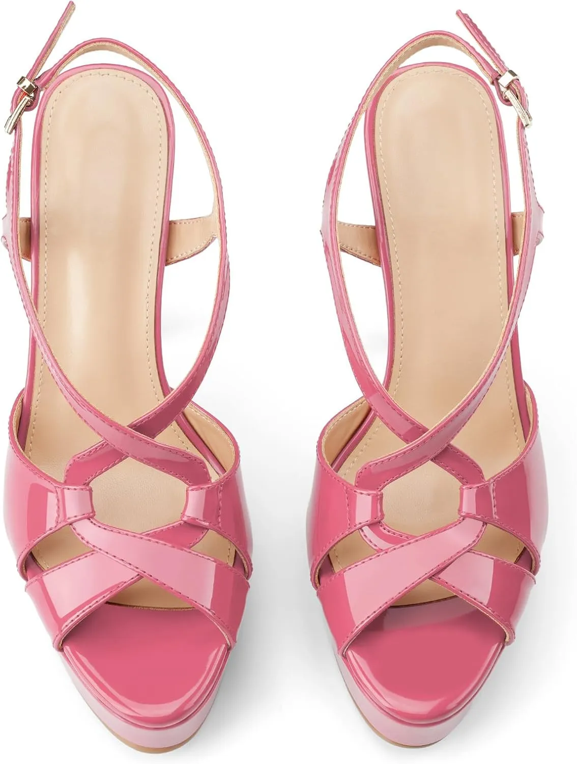 Z.Oufeier Women’s Cross Ankle Strap Slingback Sandals Platform High Stiletto Strappy Heels Open Peep Toe Buckle Summer Dress Sexy Wedding Shoes