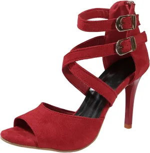 ZSpzx Heeled Sandals for Women Stiletto Ladies High Heels Open Toe Solid Color Gladiator High Heels Sandal X-Band Backless with Adjustable Strap Lady Sexy Shoes for Wedding Bridal Evening Cocktail