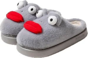 Zureto Frog Slippers,Frog Slippers Winter Warm Fluffy Slippers Fleece Lndoor Outdoor Shoe