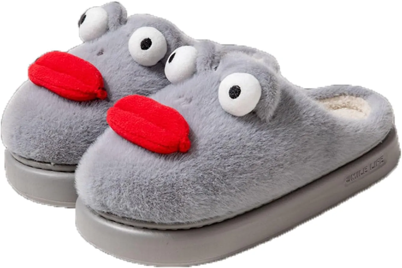 Zureto Frog Slippers,Frog Slippers Winter Warm Fluffy Slippers Fleece Lndoor Outdoor Shoe