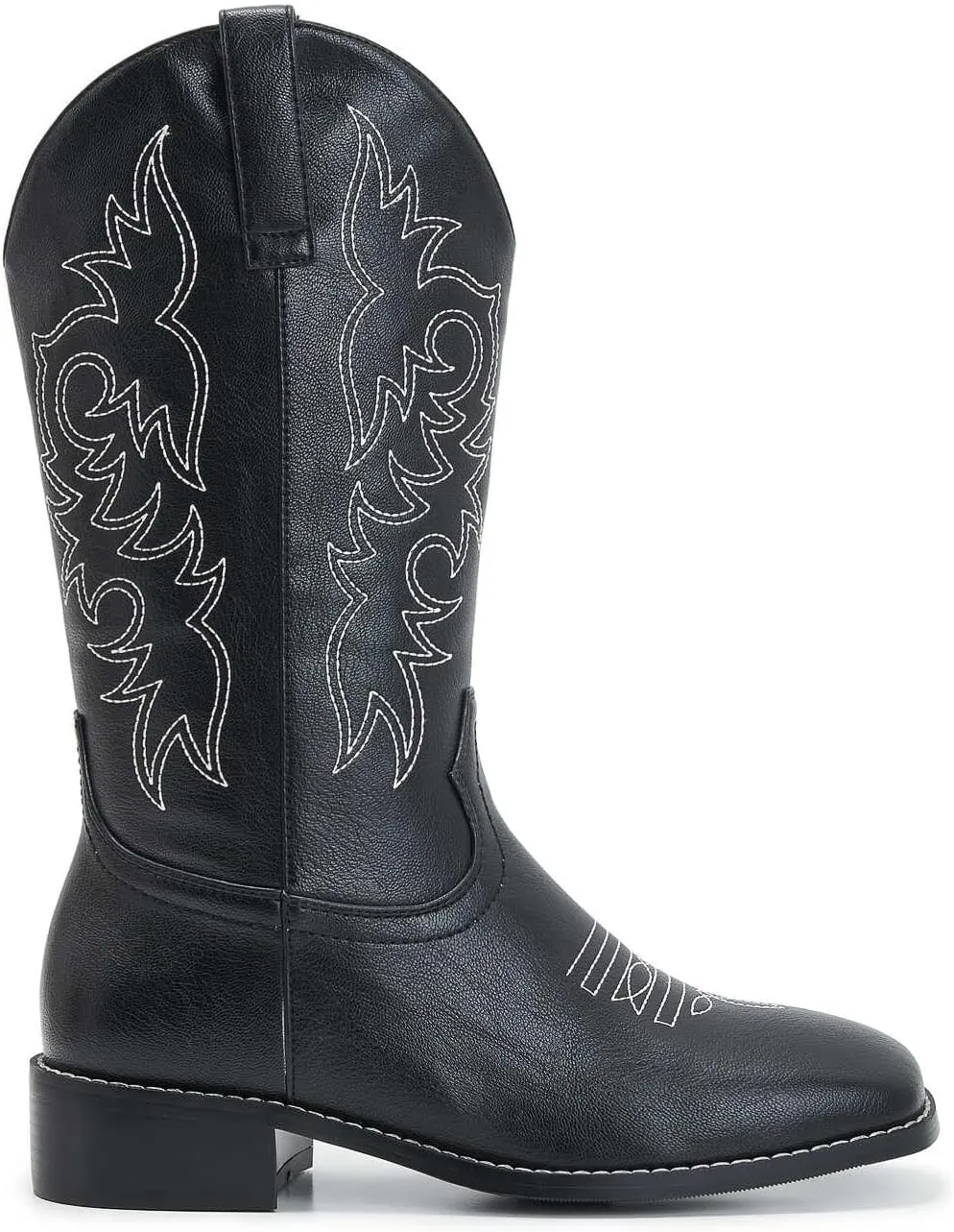 ZXHYZLZ Western Cowboy Boots for Women - Mid Calf Embroidered Cowgirl Boots, Slip On Pointed Toe Chunky Heel Fashion Retro Classic Boots