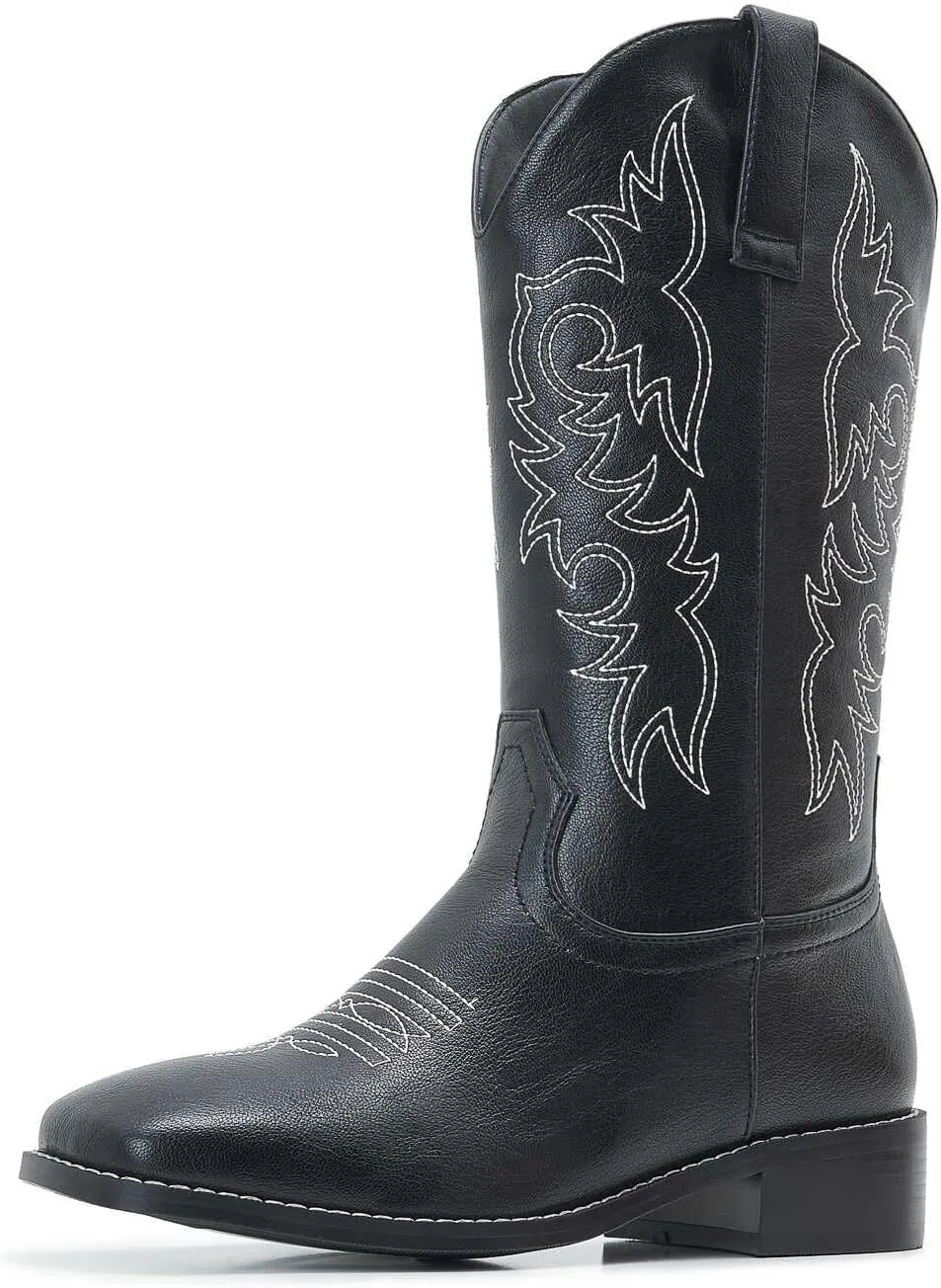 ZXHYZLZ Western Cowboy Boots for Women - Mid Calf Embroidered Cowgirl Boots, Slip On Pointed Toe Chunky Heel Fashion Retro Classic Boots